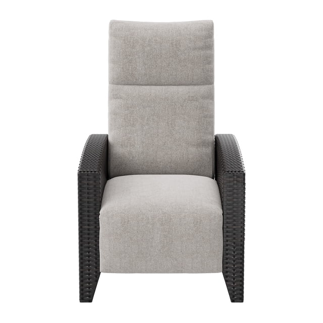 150° Lay Flat Reclining Patio Chair, All Weather Wicker Outdoor Lounge with Adjustable Backrest and Footrest, Removable Cushion, Flip Up Side Table, Powder Coated Steel Frame, Garden and Patio