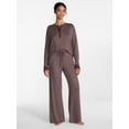 thumbnail image 3 of Joyspun Women's Cozy Lounge Collection Hacci Long Sleeve Henley Sleep Top, Sizes XS to 3X, 3 of 7