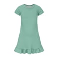 thumbnail image 4 of Abcomgle Summer Dresses for Girls Casual A-Line Short Sleeve Midi Dress Solid Basic Ruffle Hem Swing Sundresses with Pockets for 4-14t Kids, 4 of 5