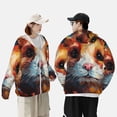 thumbnail image 4 of Daiia Oil Painting Colorful Hamster UPF 50+ Sun Protection Hoodie Jacket Lightweight Long Sleeve Sun Shirt for Women Men with Pocket Hiking Outdoor-Large, 4 of 7