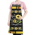 thumbnail image 5 of Black Sunflower Sunshine Pattern Apron-Garden Aprons for Women with Pockets-Cotton Linen Waterproof Kitchen Cooking Gardening Aprons Adjustable for Kitchen,Cooking,BBQ and Salon 33x27 Inch, 5 of 7