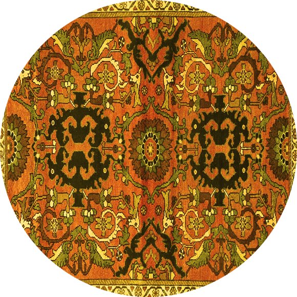 Ahgly Company Indoor Round Persian Yellow Traditional Area Rugs, 4' Round