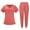 A009-Red, variant on SAATLERI Scrubs for Women Set Stretchy Breathable Jogger Pants & V-Neck Top Nursing Medical Uniforms Workwear