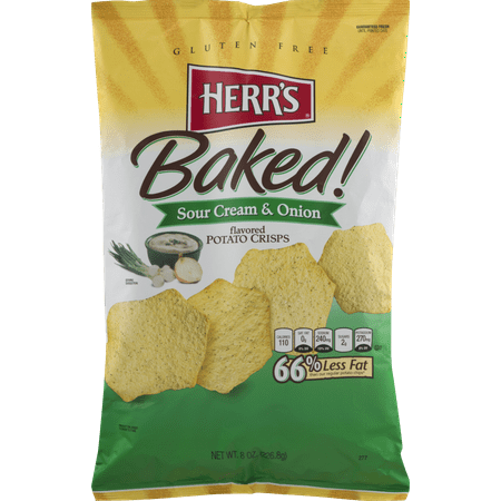 Herr's Sour Cream & Onion Baked Potato Crisps 8 oz. Bag- (4