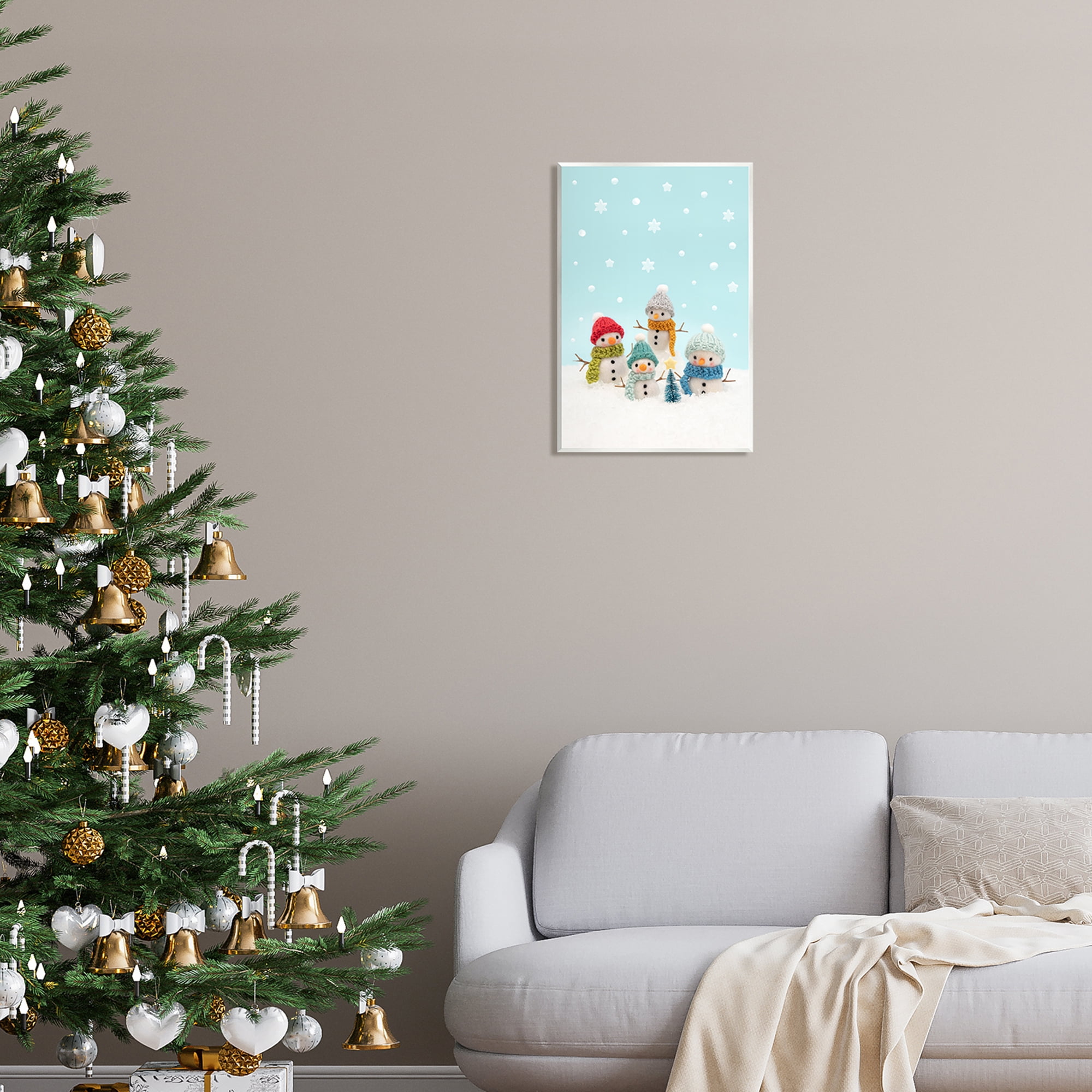 Stupell Industries Winter Snowmen Christmas Tree Holiday Photography Unframed Art Print Wall Art