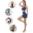 thumbnail image 5 of Pantalones cortos de cintura alta de 8 ''/5'' para mujer, pantalones cortos de yoga, pantalones cortos de entrenamiento con control de barriga, bolsillos laterales, pantalones para correr, azul XL JM, 5 of 5
