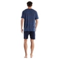 thumbnail image 3 of GÖTZBURG Pijama corto para hombre, cuello en V, rayas, algodón, pijama Azul L (Large), 3 of 4