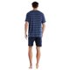 thumbnail image 3 of GÖTZBURG Pijama corto para hombre, cuello en V, rayas, algodón, pijama Azul M (Medium), 3 of 4