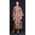 thumbnail image 2 of Bimba Peach Floral Purple & Yellow Flower Cotton Robe Women Long Bridesmaid Getting Ready Shirt Dresses Printed Kimono Robe Cotton L, 2 of 5