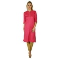 thumbnail image 5 of Bimba Chic Style Kurta Kurti Solid Color Top Tunic Boho 3/4 Sleeve Blouse, 5 of 5