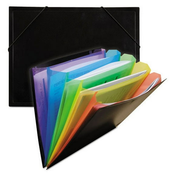 Rainbow Document Sorter/case, 5" Expansion, 5 Sections, Letter Size, Black/multicolor | Bundle of 2 Each