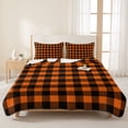 thumbnail image 3 of King Quilt Set 96''x106'', Black Orange Plaid Lightweight Summer Bedspread Coverlet Set with 2 Pillow Shams, Farmhouse Buffalo Check Gingham Breathable All Season Quilt Bedding for Bedroom/Guest Room, 3 of 9
