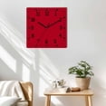 thumbnail image 3 of Pure Red Wooden Wall Clock Silent Non Ticking, Simple Solid Color Square Wall Clocks Battery Operated, Decor Clock for Home Office, Living Room, Kitchen, 12 Inch, 3 of 9