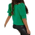 thumbnail image 2 of Short Sleeve Women Solid Puff Sleeve Square Neckline Knit Sweater Pullover, 2 of 2