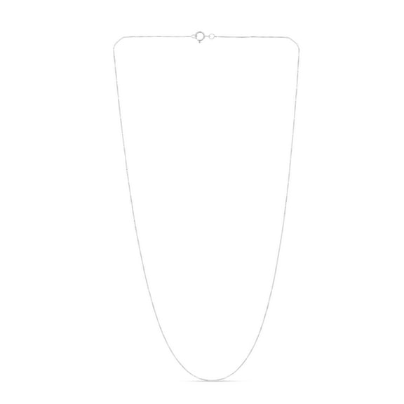 14k 16" White Gold 0.45mm Shiny Classic Box Chain with Spring Ring Clasp