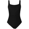 thumbnail image 3 of Firpearl Women's Black One Piece Bathing Suit Ruched Tummy Control Swimsuit, 3 of 5