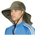 thumbnail image 2 of SUN CUBE Wide Brim Sun Hat with Neck Flap, Fishing Hiking for Men Women Safari, Neck Cover for Outdoor Sun Protection UPF50+ | Olive, 2 of 9
