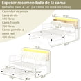 thumbnail image 2 of Sofá Cama con Nido y Cabecera con Almacenamiento, Convertible de Individual a King Size,Tapizado con Estación de Carga y Luces LED, Ideal para Sala o Dormitorio, 196 x 112.5 x 107 cm, Blanco, 2 of 8