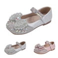 thumbnail image 5 of RotHome Girls Dress Shoes Mary Jane Flats Glitter Low Heels Flower Wedding Party Toddler Little Girl Footwear with Princess Style Bowknot Design, 5 of 9