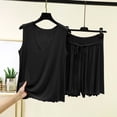thumbnail image 1 of RKSTN Pyjama en Coton pour Femmes Ensemble Grande Taille à Volants Col en V Sans Manches Camisole de Pyjama avec Shorts Tenue d'Intérieur Ensembles de Pyjama pour Femmes 2 Pcs, 1 of 5