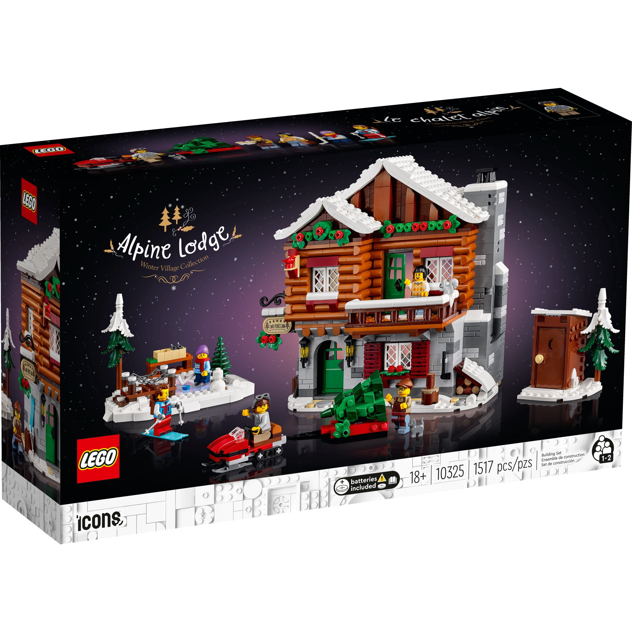LEGO Icons Alpine Lodge Model Building Set - Collectible DIY Kits for Adults, Ages 18+ - Gift for Holidays - Log Cabin Kit for Winter Activities with Snowmobile and Minifigures - 10325