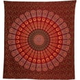thumbnail image 4 of Bless International Indian hippie Bohemian Psychedelic Golden Blue Peacock Mandala Wall hanging Bedding Tapestry (Maroon Yellow, King (88x104Inches)(225x265Cms)), 4 of 4