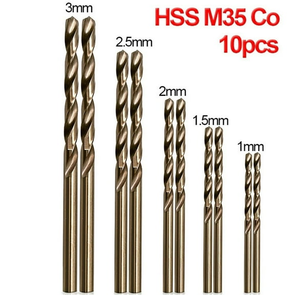 for Hss M35 Cobalt Drill Bit Pcs 10Pcs 1mm-3mm High-Speed Steel Bits for Stainless Steel Drilling Precision Machining Heat Resistant 135° Split Point