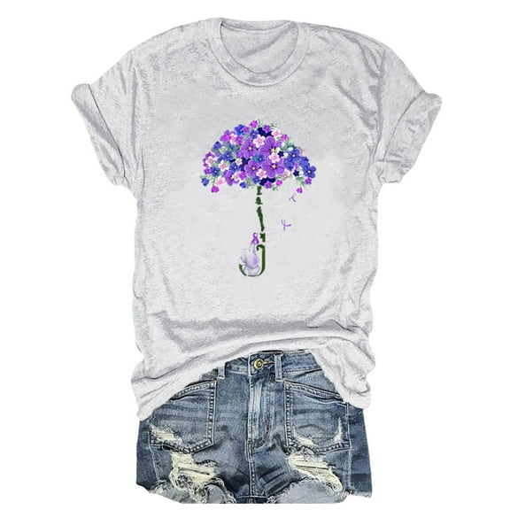 Wangmeiwg Women's I Will Remember For You Awareness Print T Shirt Short Sleeve