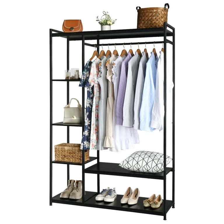UWR-Nite Garment Rack, Heavy Duty Clothes Racks with 3 Hanging Rods, 4  Tiers Wire Shelving Clothing Rack Freestanding Closet Metal Wardrobe Closet