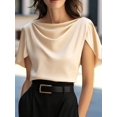 thumbnail image 5 of Women's Short Sleeve Cowl Neck Dressy Shirts Clothes Outfits Tops for Casual Summer Color XL, 5 of 7