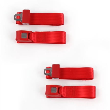 safeTboy Red Lap Bucket Seat Belt Kit for 1977-1979 Ford Thunderbird Standard 2 Point - 2 Belts