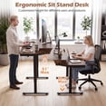 thumbnail image 2 of 55" Electric Standing Desk with Drawers & Monitor Shelf, Height Adjustable Ergonomic Stand Up Desk with Hanging Hooks & Power cord Organizer,Rustic Brown, 2 of 8