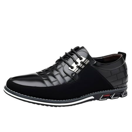 XDDST Sneakers for Men Fashionable Men s Breathable and Comfortable Business Casual Solid Color Leather Shoes