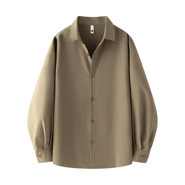 Plebaso Men's Button down Shirts Long Sleeve Casual Loose Shirts Mens Solid Color Shirts with Collar