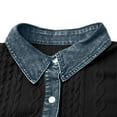 thumbnail image 7 of Shirts For Women Fashion Denim Sweater For Collar Button Up Patchwork Denim Pullover Shirt Knit Jean Sweater Casual Wear Blouses Long Sleeve Shirts For Women, 7 of 7