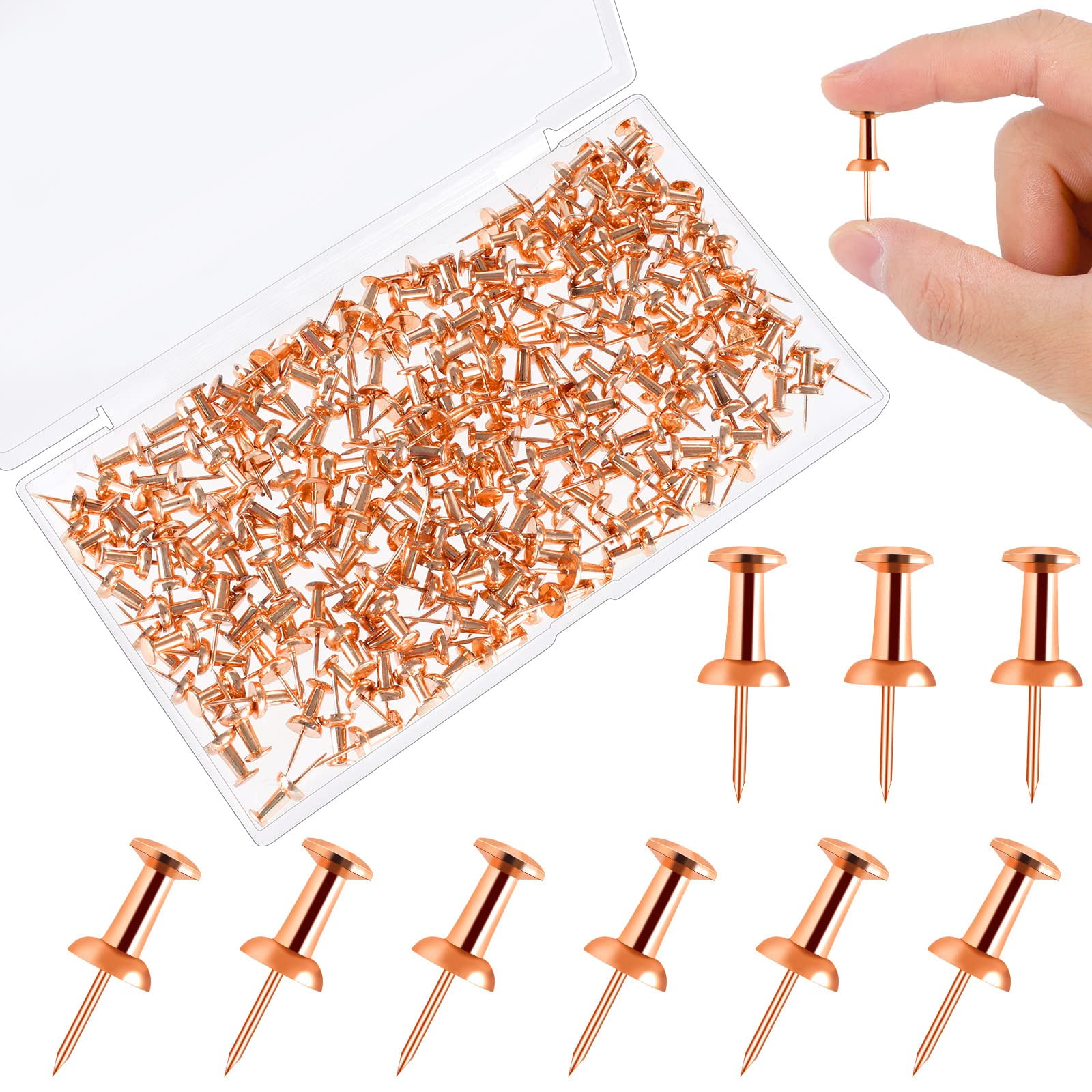 200 Count Rose Gold Push Pins, Standard Rose Gold Thumb Tacks