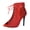 J-748 Red, variant on J-748 Black Fashionable Ladies Summer Ankle Boots Pointed Toe Faux Leather Mesh Cutout High Heel Comfortable Casual Booties For Dance And Street