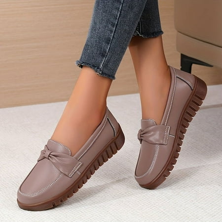 

GUANGZHYZYFUS Comfortable Women‘s Casual Slip On Loafers with Knot Decor - Soft Sole Shoes for All-Day Comfort and Style