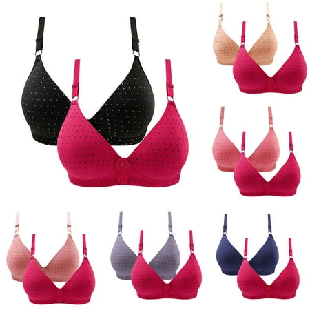 Fesfesfes Bras for Women Wireless 2PC s Ladies Embroidered Glossy Comfortable Breathable Bra Underwear Bras Strapless Bra