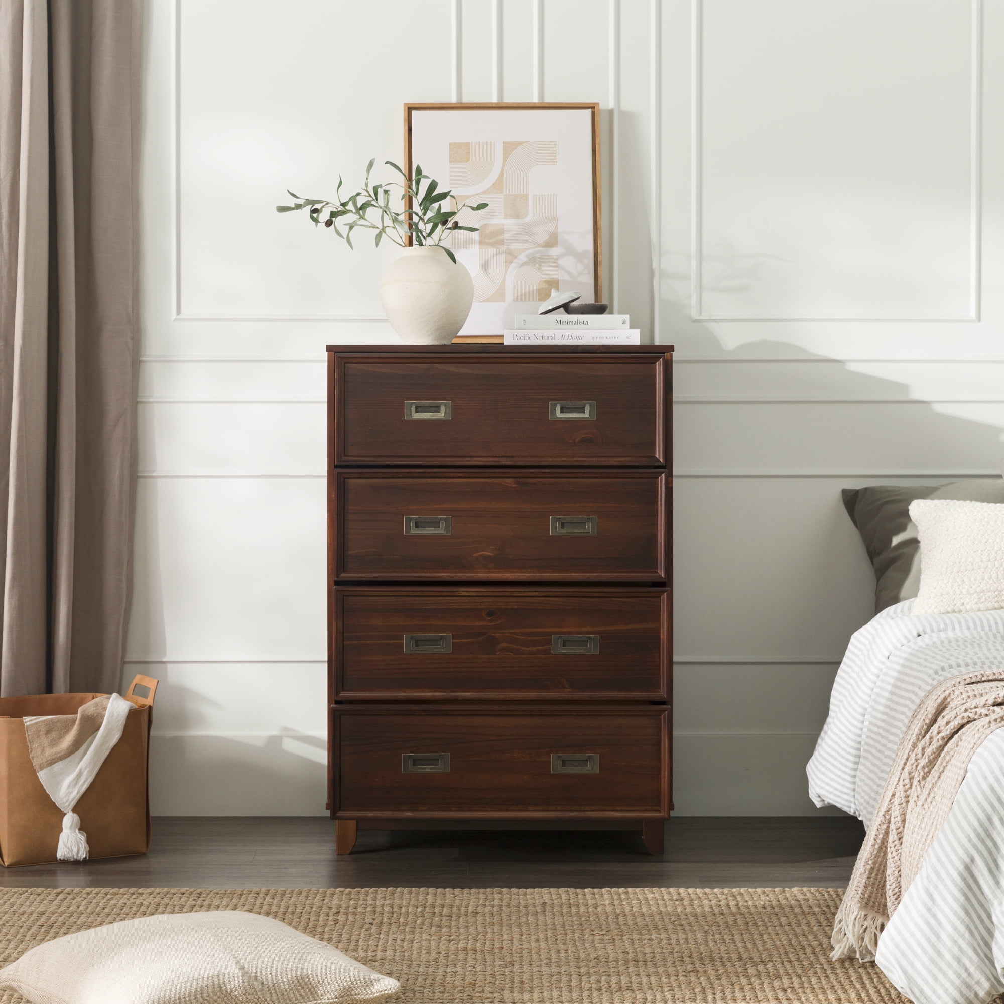 Walker Edison 42" Solid Wood 4-Drawer Framed Chest - Walnut