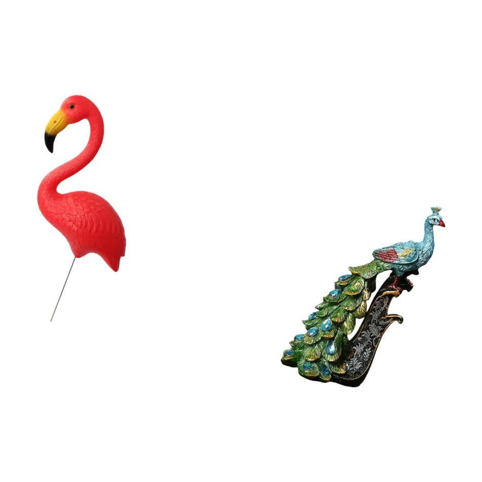 simhoa Flamingo Fairy Garden Stake Sculpture and Peacock Animal Statue Collection Elegant Tabletop Ornament for Holiday Spring Bedroom Office Living Room