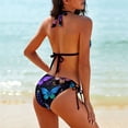 thumbnail image 2 of Colorful Glowing Butterfly Women's Bikini V Neck Swimsuit Set 2 Piece Over Size Bathing Suit Side Triangle Bathing Suit, 2 of 9
