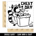 thumbnail image 2 of Raccoon Eating Trash Junk Food Cheat Day Diet Square Rubber Stamp Stamping Scrapbooking Crafting - Small 1.25in, 2 of 7