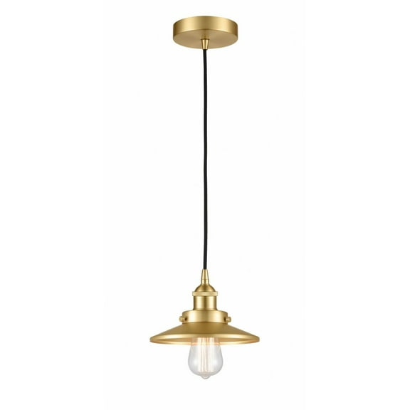 616-1PH-SG-M4 Innovations Lighting Railroad - 1 Light Cord Hung Mini Pendant In Modern Style-5.75 Inches Tall and 8 Inches Wide-Satin Gold Finish