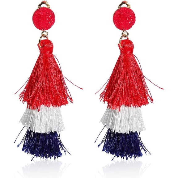 Boho Statement Tassel Earrings For Women Clip On Drop Earrings Feather Earrings Non Piercing Jewelry For Women Dangling Fringe Earrings Vacation Beach Earrings Bride Earrings Bachelorette Fo[Z1]