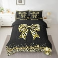 thumbnail image 2 of Homewish Kawaii Ribbon Bow Bedding Comforter Set 7 Pieces for Boys Girls,Leopard Print Full Bedding Set Lightweight,Black Yellow Fitted Sheet Flat Sheet,Super Cozy Room Decor,Reversible, 2 of 8