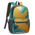 thumbnail image 2 of Blue and Gold Marble Pattern 17" Waterproof Oxford School Backpacks for Teens, S-Shape Padded Straps, for School, Travel, Hiking, Camping, 2 of 5