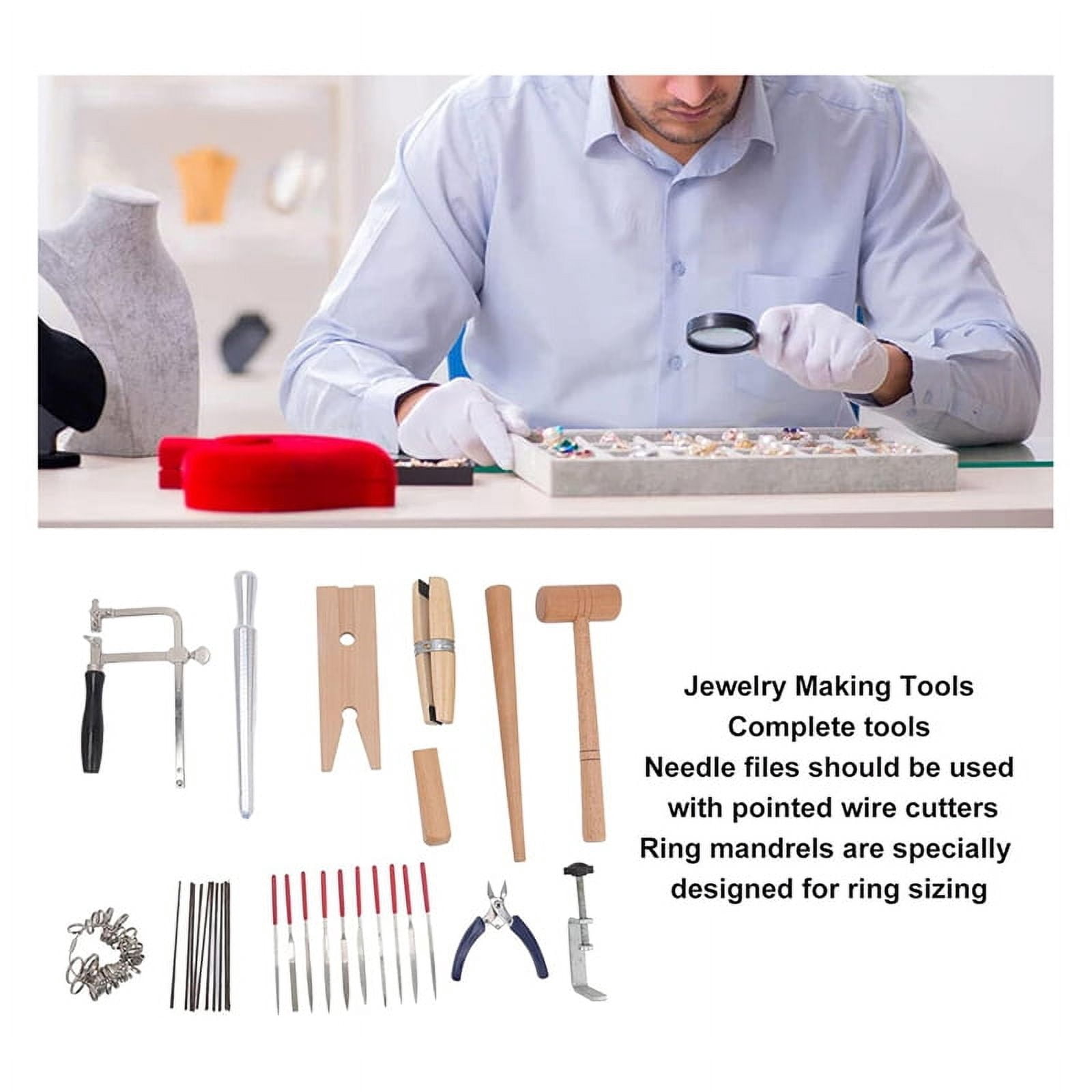 Jewelry Making Tools Set with Saw Frame, Cutters, Files - Complete Jewelers Kit for Crafting Rings, Wire Work & More