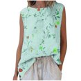 thumbnail image 2 of Womens T-shirts Sleeveless Round Neck Floral Printed Casual Tank Top Mint Green XXXL, 2 of 5