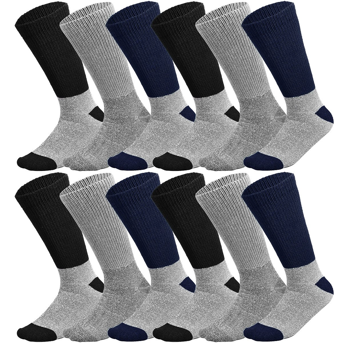 12-Pack Doctor Recommend Thermal Diabetic Socks Keep Foot Warm Non-Binding Crew Socks For Men Women Size 9-11